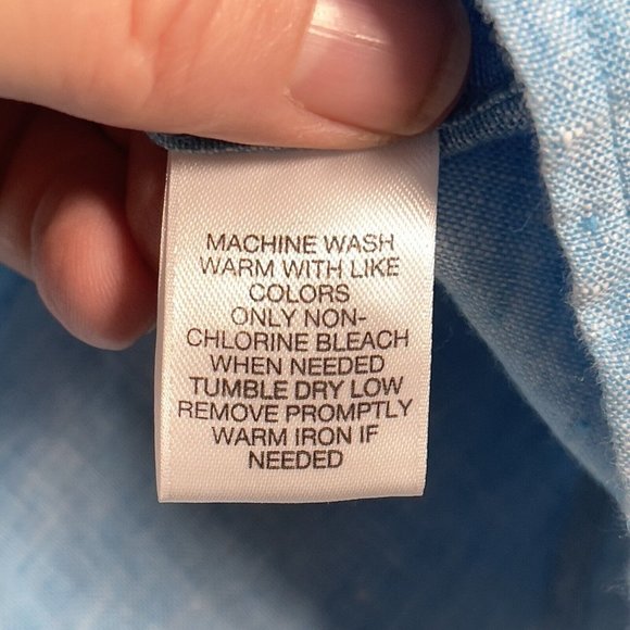 Roundtree & Yorke Mens Linen Button Down Shirt Size 2XB Blue Short Sleeve NEW - Picture 8 of 12